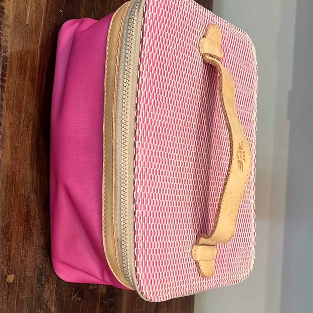 Consuela Pink and Cream Cosmetic Bag with Textured Design